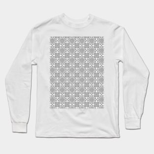 Black and white floral mandala print pattern Long Sleeve T-Shirt